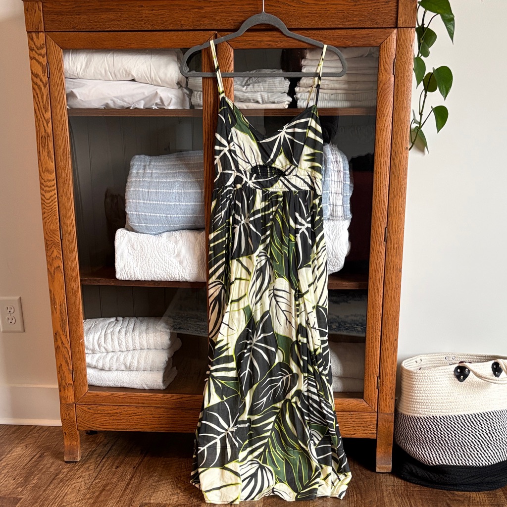 Joie Black And Green Leaf Pattern Dress